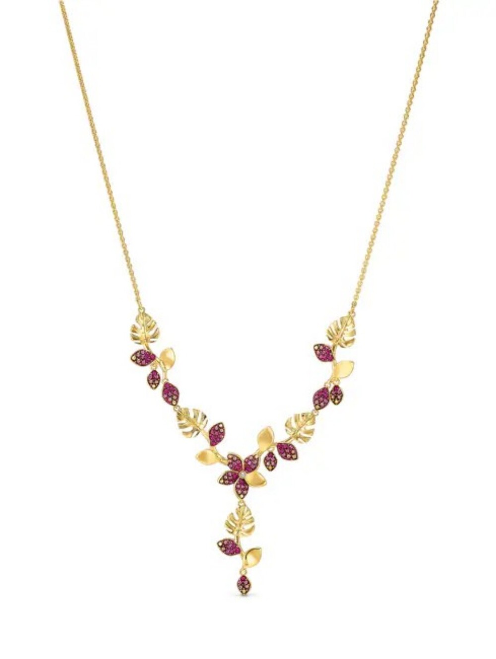 Swarovski Tropical Flower Y-Necklace – Pink Crystals, Gold-Tone Plated